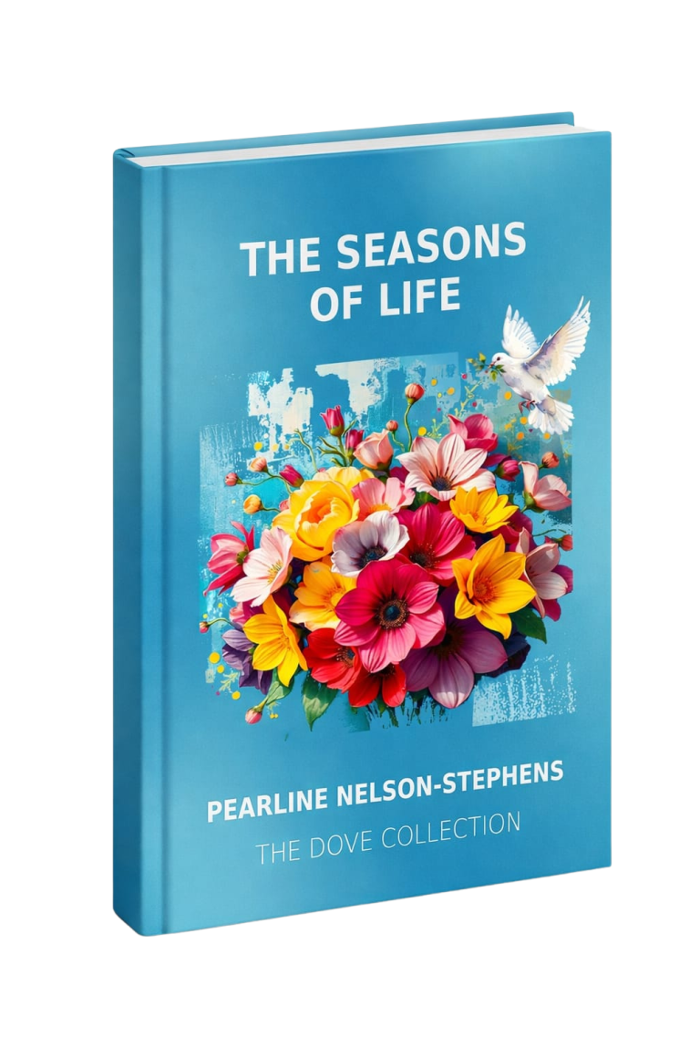 The-Seasons-of-Life-Pearline-stephens-front-cover-3d A blue book cover featuring flowers and birds, titled "The Seasons of Life." from The Dove Collection series by Pearline Nelson-Stephens
